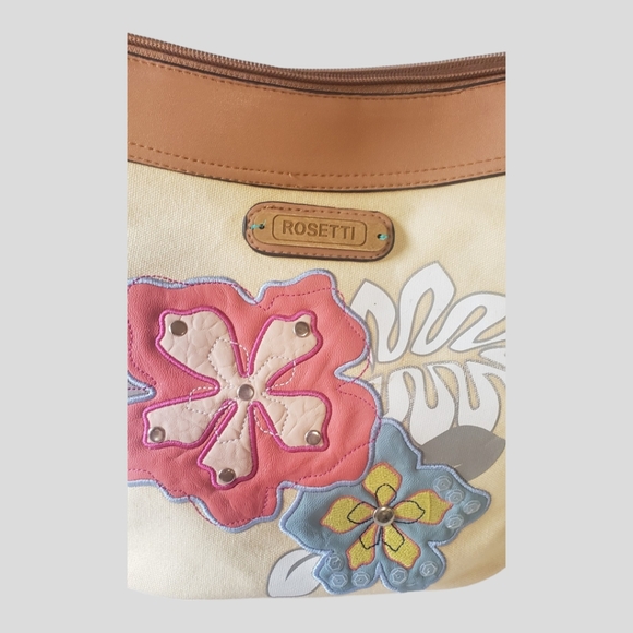 Rosetti Leather and Canvas Bucket Style Crossbody/Shoulder Bag - Picture 3 of 7